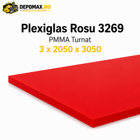 Plexiglas Rosu 3768 PMMA turnat 3 x 2050 x 3050 mm
